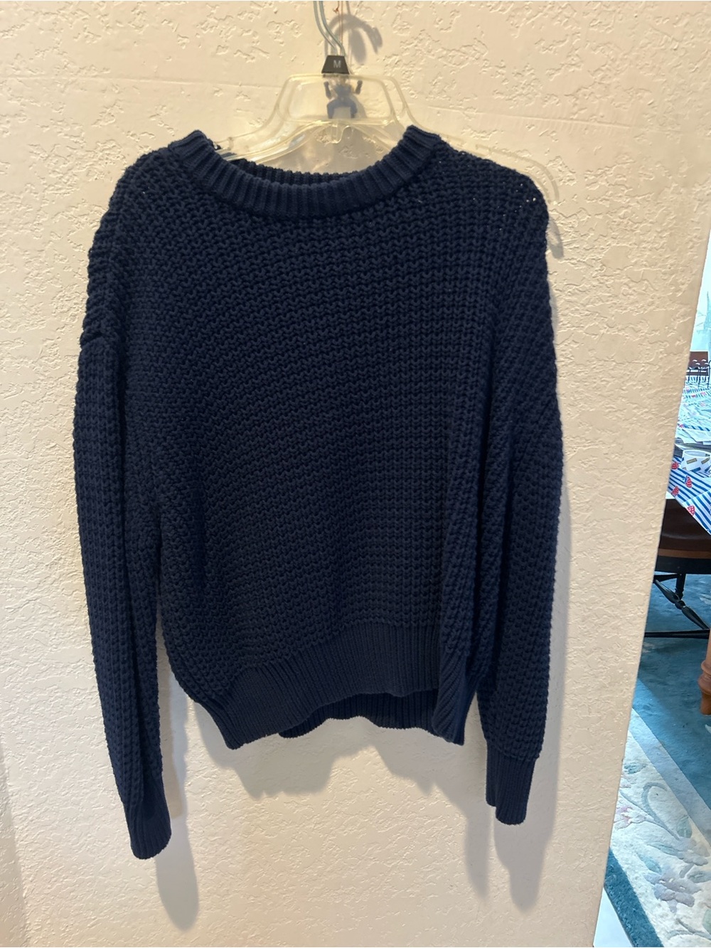 Men's Navy Crewneck Chunky Knit Sweater